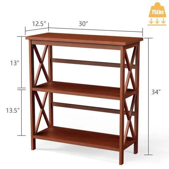 3-Tier Multi-Functional Storage Shelf Units Wooden Open Bookcase and Bookshelf Natural {4}
