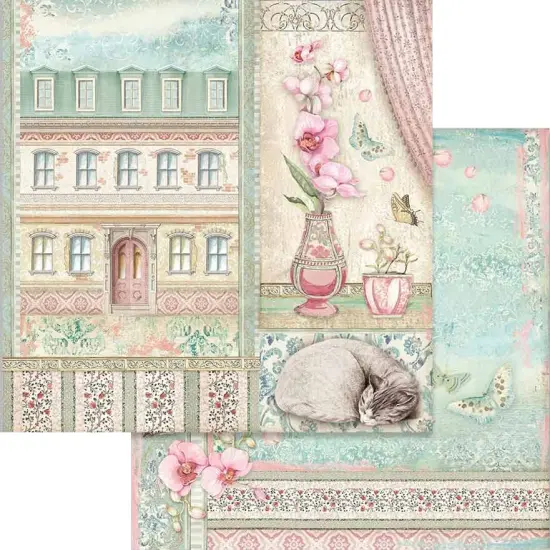 Stamperia Double-Sided Paper Pad 12"X12" 10/Pkg-Orchids & Cats, 10 Designs/1 Each {6}
