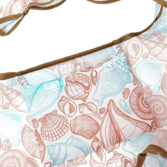 Wrapables Large & Small Foldable Tote Nylon Reusable Grocery Bags, Set of 2 Seashells {4}