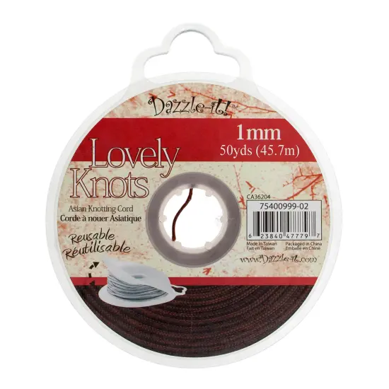 John Bead Lovely Knots 1mm Asian Knotting Cord with Bobbin, 50yds Light Chocolate {4}