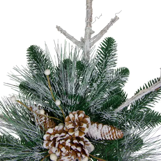 Northlight Frosted Mixed Pine Twig Snowflake Christmas Ornament - 24" Green {4}
