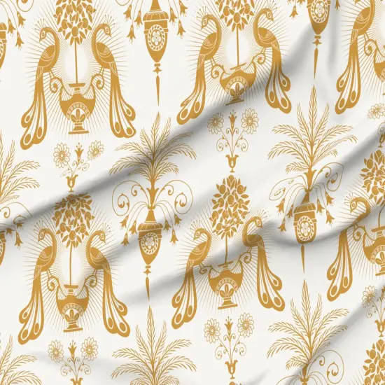 Various Fabrics by the Yard or Fat Quarter Gold Peacock Mediterranean Toscana Golden Italian Villa Palm Garden Fruit Damask Floral Botanical Classical Large Scale Custom Printed Fabric by Spoonflower {6}
