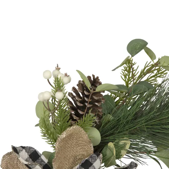 Northlight Magnolia and Frosted Pine Cones Artificial Christmas Wreath -22-Inch, Unlit Green {4}