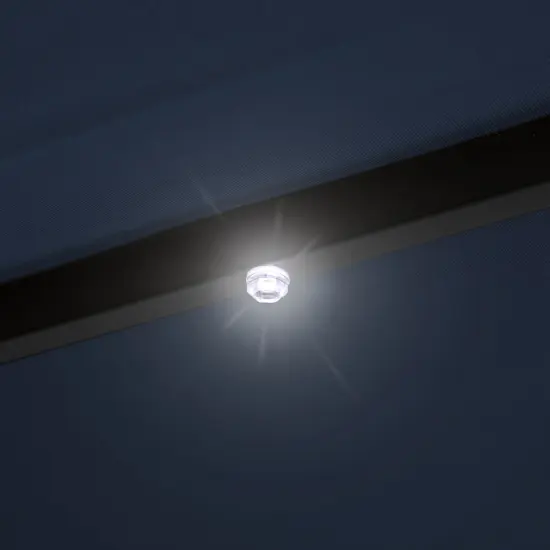 Northlight 9ft Solar Lighted Outdoor Patio Market Umbrella with Hand Crank and Tilt, Navy Blue {6}