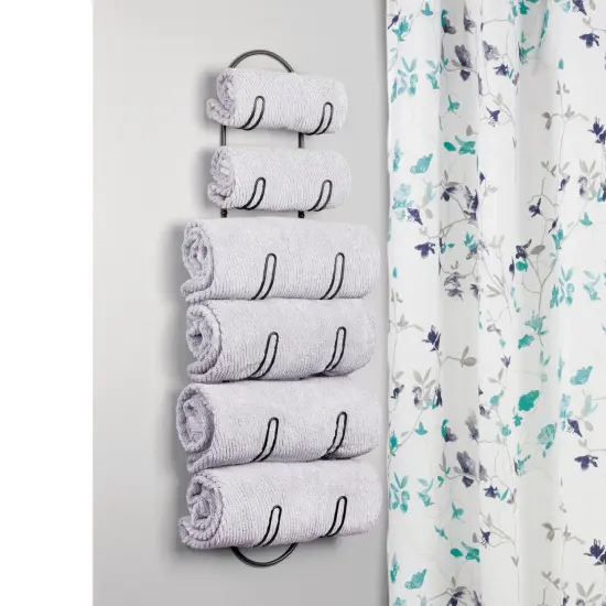 mDesign Metal Wall Mount Bath Towel Storage Organizer Rack, 6 Shelves {2}