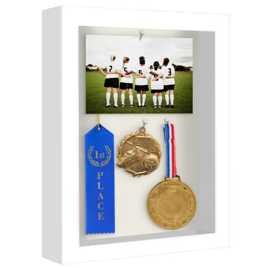 Americanflat Shadow Box Frame - 1.5 Interior Depth for Memorabilia - Display Case for Showcasing Souvenirs, Awards, and Medals - Shatter Resistant Glass - Hanging Hardware {5}
