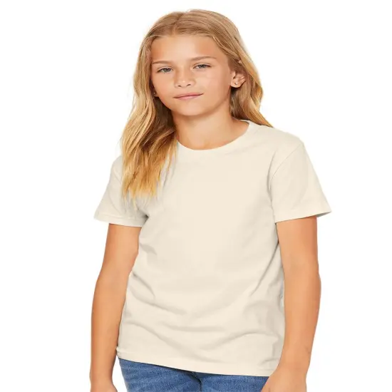 BELLA + CANVAS&reg; Youth Jersey Crewneck Short Sleeve Tee Natural {1}