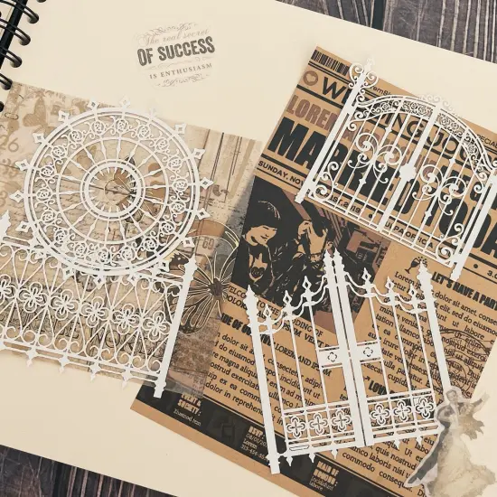 Wrapables Hollow Lace Paper for Arts & Crafts, Scrapbooking, Stationery, Photo Albums (Set of 2) Gates & Lace {4}