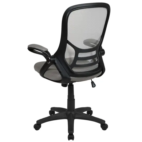 Emma and Oliver High Back Mesh Ergonomic Office Chair with Flip-up Arms Black {9}