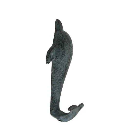 Set of 3 Colorful Coastal Cast Iron Dolphin Decorative Wall Hooks 5 inch {4}