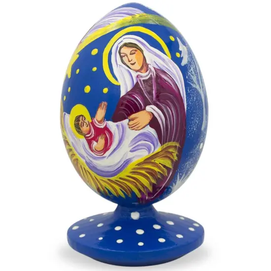 Bethlehem Star and Angel Overlooking Jesus Wooden Figurine {5}