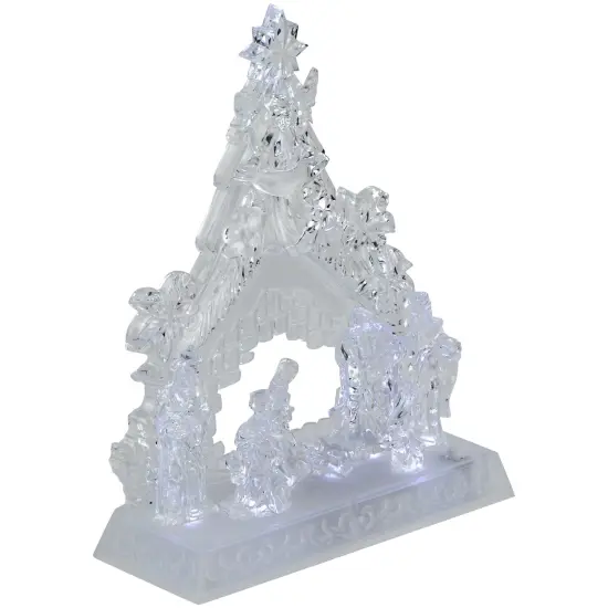 Northlight LED Lighted Nativity Scene in Stable Acrylic Christmas Decoration - 10.75" Clear {4}