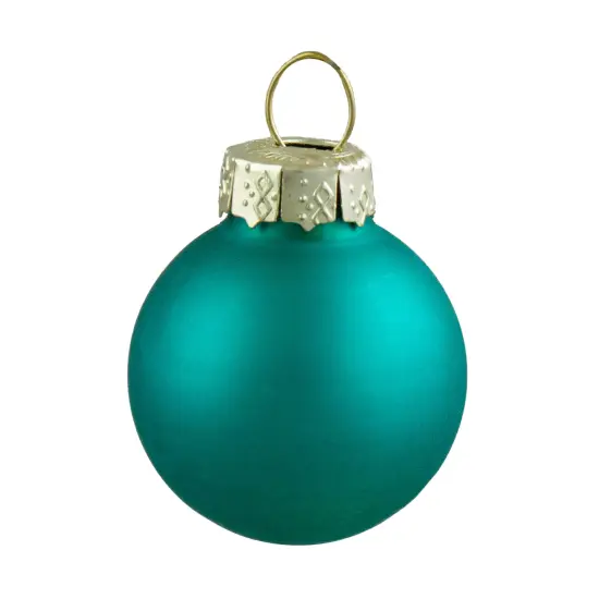 Northlight 24ct Shiny and Matte Teal Green Glass Ball Christmas Ornaments 1" (25mm) {5}