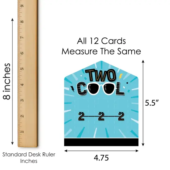 Big Dot of Happiness Two Cool - Boy - Blue 2nd Birthday Party Game Pickle Cards - Pull Tabs 3-in-a-Row - Set of 12 {7}