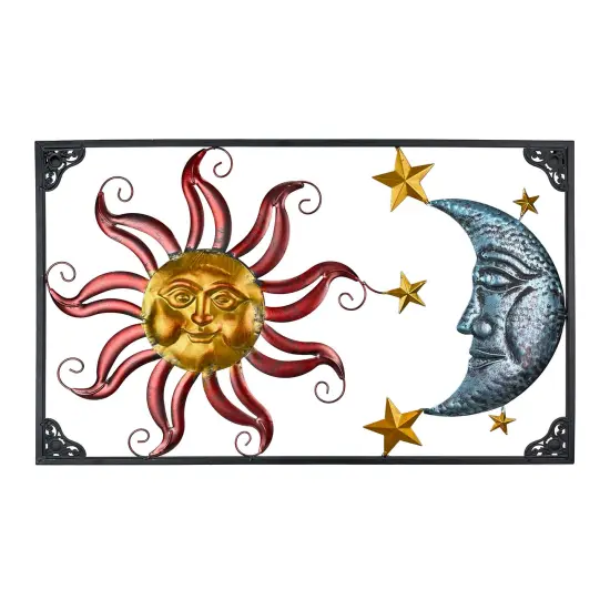 Tri-Tone Celestial Sun Moon and Stars Indoor/Outdoor Metal Wall Art {1}