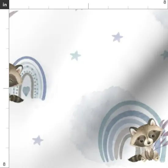Various Fabrics by the Yard or Fat Quarter Woodland Nursery Cute Raccoons Watercolor Blue Rainbow Kids Forest Animals Baby Custom Printed Fabric by Spoonflower {4}