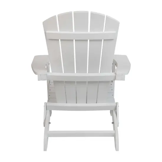 Merrick Lane Set of 4 Riviera Poly Resin Folding Adirondack Lounge Chair - All-Weather Indoor/Outdoor Patio Chair White {4}
