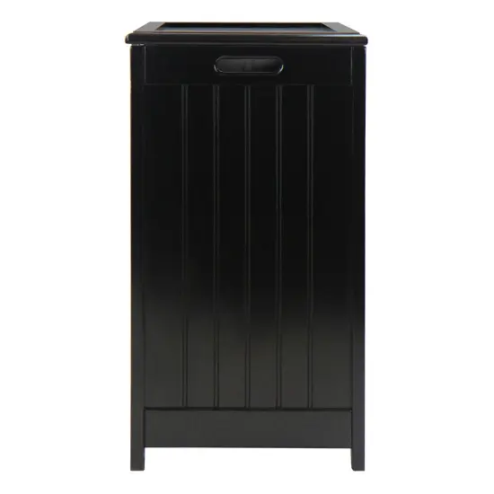 Oceanstar Mahogany Finished Rectangular Laundry Wood Hamper with Interior Bag Black {4}