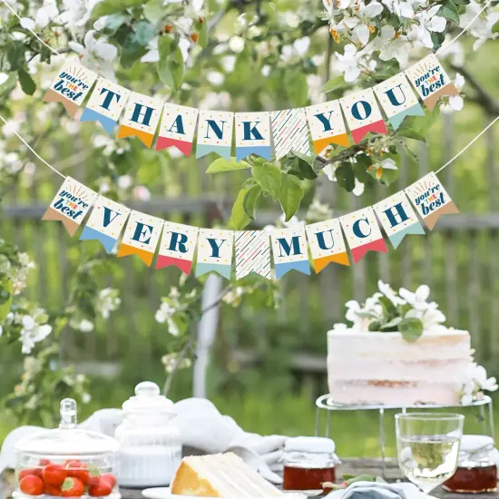 Big Dot of Happiness Thank You So Very Much - Gratitude Mini Pennant Banner - Thank You Very Much {7}