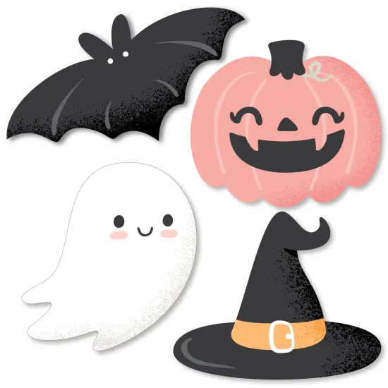 Big Dot of Happiness Pastel Halloween - Ghost, Hat, Bat and Pumpkin Decorations DIY Pink Pumpkin Party Essentials - Set of 20 {3}