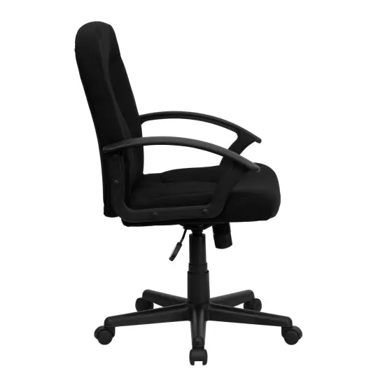 Emma and Oliver Mid-Back Fabric Executive Swivel Office Chair with Nylon Arms Black {5}