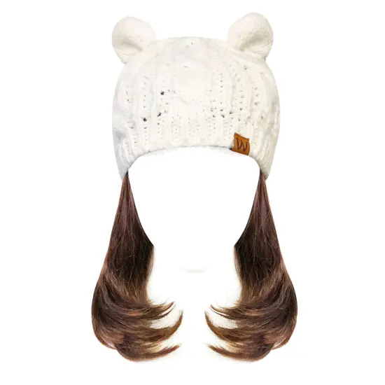Wrapables Winter Warm Cable Knit Cat Ears Beanie Cream {2}