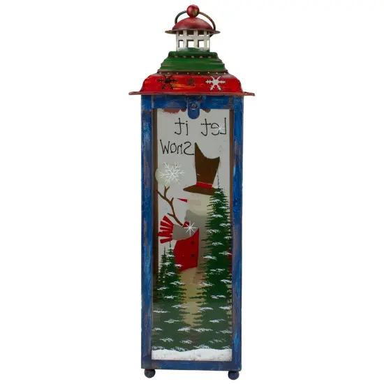 Northlight Red, White and Green "Snow" Christmas Lantern 15" {5}