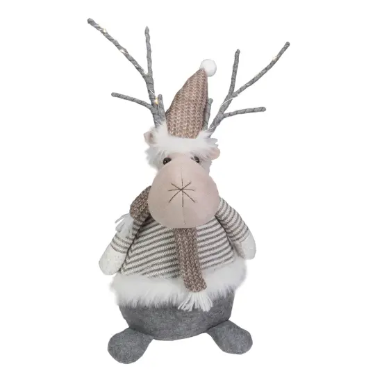 Northlight LED Lighted Wrapped Antlers Knitted Reindeer Christmas Figure - 18" Gray {1}