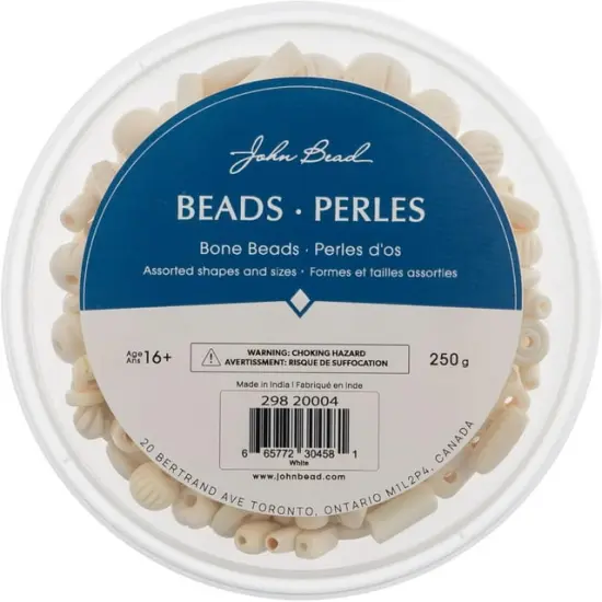 John Bead Natural Bone Beads Assorted Box Set, 250g White {3}