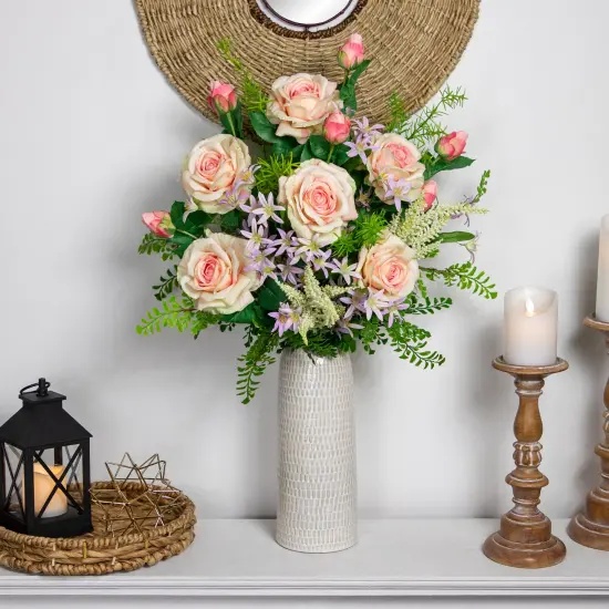 Northlight Real Touch&trade; Light Pink Artificial Rose Stems, Set of 6 - 26" {3}