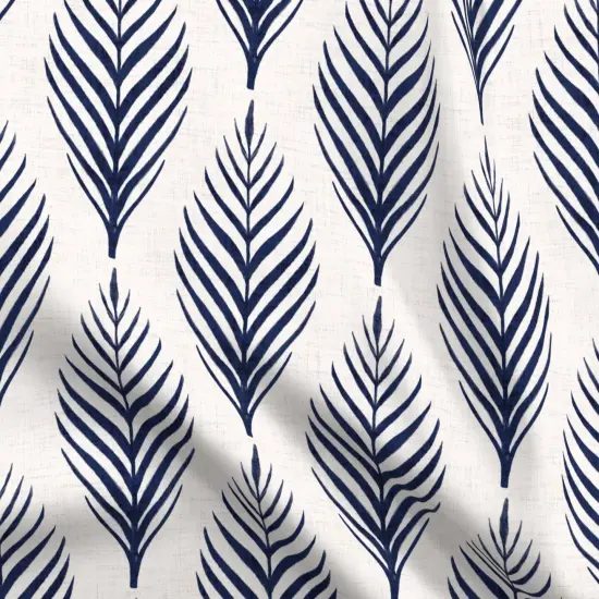 Various Fabrics by the Yard or Fat Quarter Navy Blue Floral Botanical Palm Tropical Island Dark Coastal Southern Leaf Silhouette Large Scale Custom Printed Fabric by Spoonflower {5}