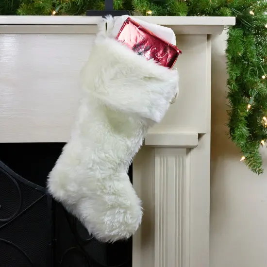 Northlight 20" Ivory White Soft Faux Fur Decorative Christmas Stocking {3}