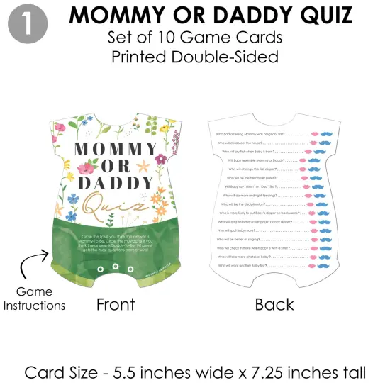 Big Dot of Happiness Wildflowers Baby - 4 Boho Floral Baby Shower Games - 10 Cards Each - Gamerific Bundle {6}