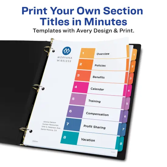 Avery Heavy-Duty View 3 Ring Binder with 3 Inch Rings, 8 Tab Customizable Table of Contents Binder Dividers, Office Supplies Set (01677) {5}