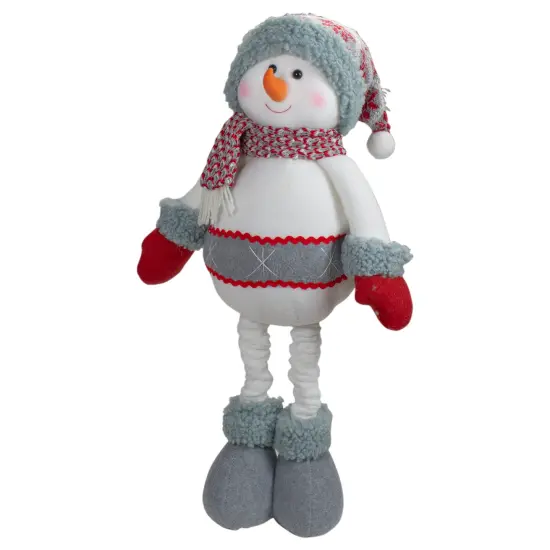 Northlight Plush Nordic Snowman Christmas Figure - 22" - Red and Gray White {1}