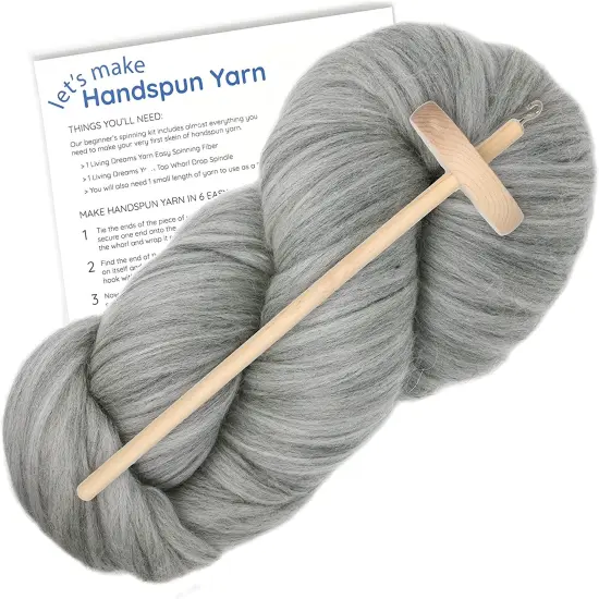 LEARN TO SPIN YARN - Beginner's Spinning Kit with Drop Spindle and Merino Pencil Roving. Choose your color. Slate {1}