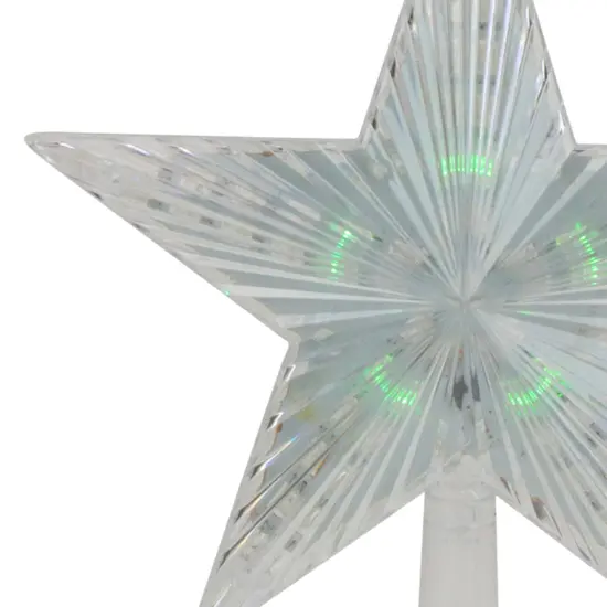 Northlight Lighted Flashing Crystal Star Christmas Tree Topper - 9" - Multicolor LED Lights Clear {4}