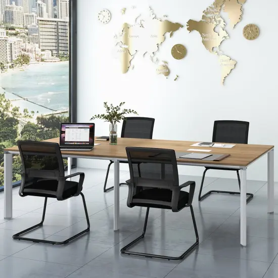 Costway 1/2/4 PCS Office Guest Chair with Lumbar Support, Breathable Mesh Back without Wheels Black {2}