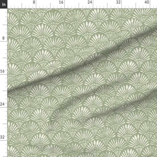 Various Fabrics by the Yard or Fat Quarter Weathered Distressed Look Scallop Print Block Cream Ivory Custom Printed Fabric by Spoonflower {1}