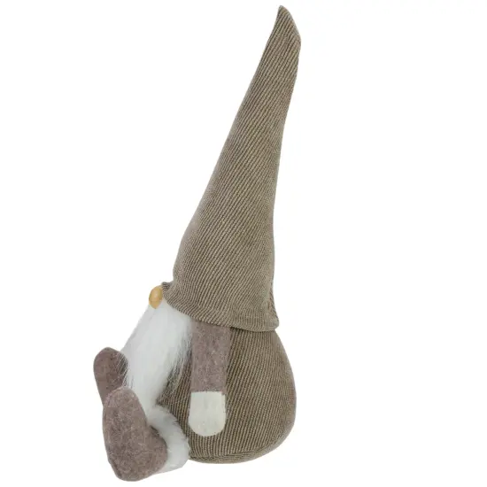 Northlight Plush Sitting Gnome with Corduroy Hat Christmas Figure - 10" - Brown and White {6}