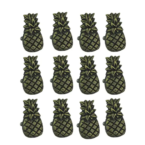 Set of 12 Distressed Antique Brass Finish Cast Iron Pineapple Drawer Pulls {1}
