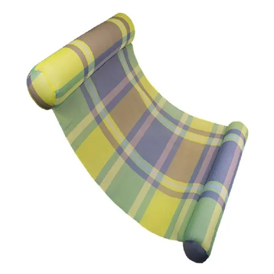 Swim Central Inflatable Green and Blue Plaid Extra Large Water Hammock Pool Lounger, 54-Inch {1}