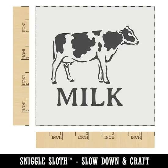 Milk Text with Spotted Cow Farm Dairy Wall Cookie DIY Craft Reusable Stencil {6}