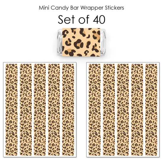 Big Dot of Happiness Leopard Print - Mini Candy Bar Wrapper Stickers - Cheetah Party Small Favors - 40 Count {4}