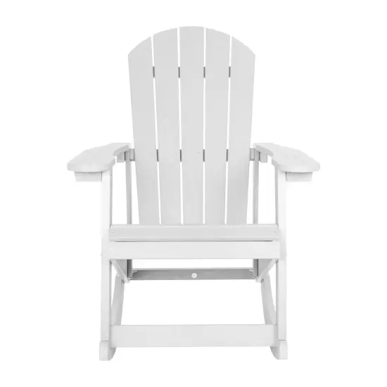 Merrick Lane Set of 2 Atlantic All-Weather Polyresin Adirondack Rocking Chair with Vertical Slats White {3}