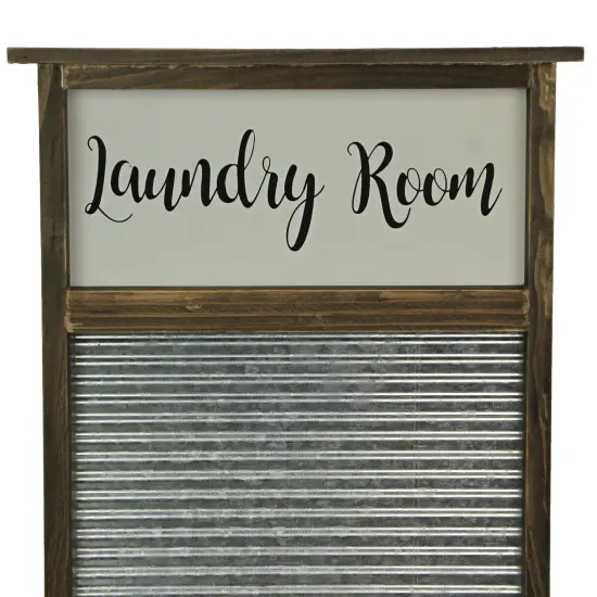 Wood and Metal Vintage Washboard Laundry Room Wall Hanging {6}