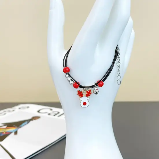 Wrapables Friendship Beaded Enamel Charm Bracelet, Reindeer {4}