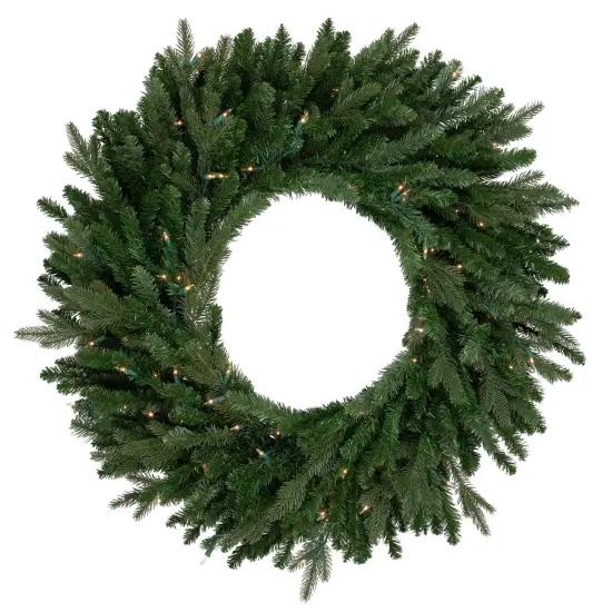 Northlight Real Touch&trade; Pre-Lit Grande Spruce Artificial Christmas Wreath - 48" - Clear Lights Green {1}