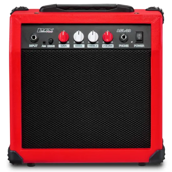 LyxPro Electric Guitar Amp, 20w Portable Mini Amplifier Red {1}