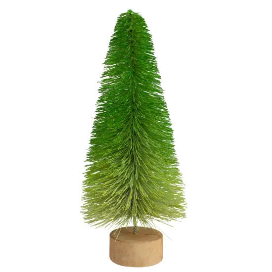 Northlight Bottle Brush Pine Artificial Christmas Tree with Wooden Base - 11" Green {1}